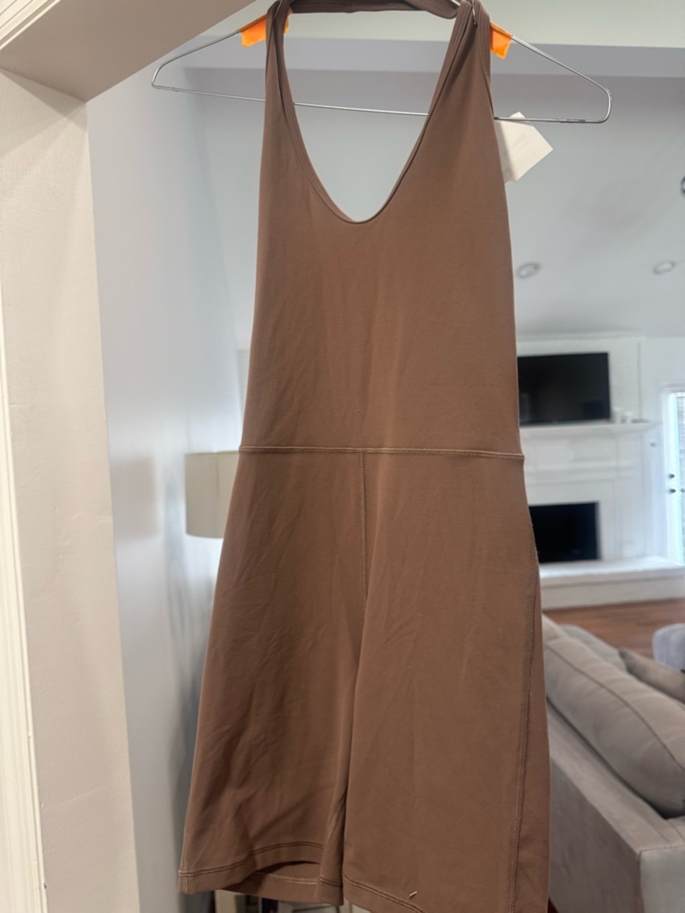 Wilfred Brown Halter V-Neck Bodysuit Mini
